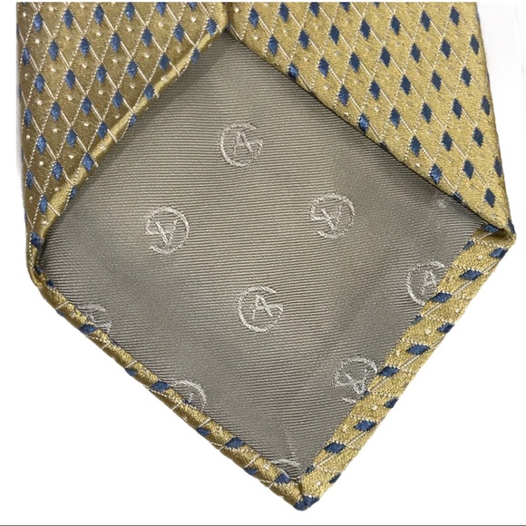 Giorgio Armani Gold and Blue Patterned Silk Tie - Picture 9 of 10
